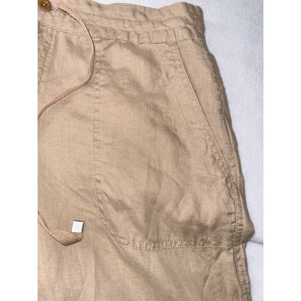 Lauren Ralph Lauren Jovonie 100% Linen Wide Leg Birch Tan Pants Sz 12 - Picture 7 of 13